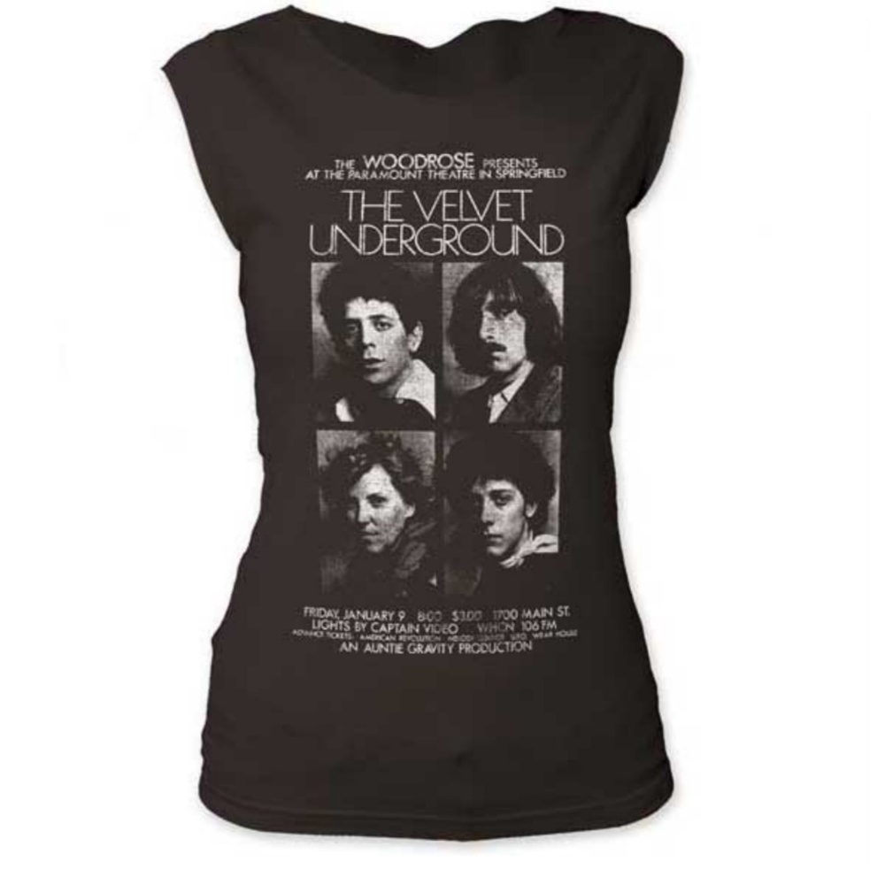 Velvet Underground Black Cap Sleeve Tee Sz L